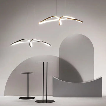 Pendelleuchte – Gold Alu, neutrales Licht, 175 cm hoch - Curve | Maytoni