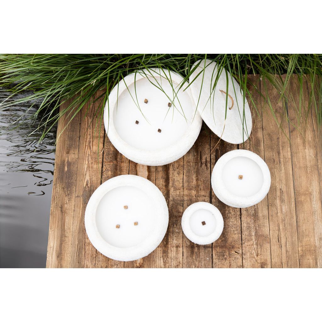 Kerze aus Zement mit Outdoor - Design einfachem Lichtpunkt & strukturierter Oberfläche M – Gabor | PTMD - Esszett Luxury | Stilvolles Wohnen mit Charakter