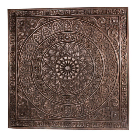Wandbild aus Holz in rechteckiger Form mit ornamentalem Relief und dekorativem Design – Restin | PTMD image