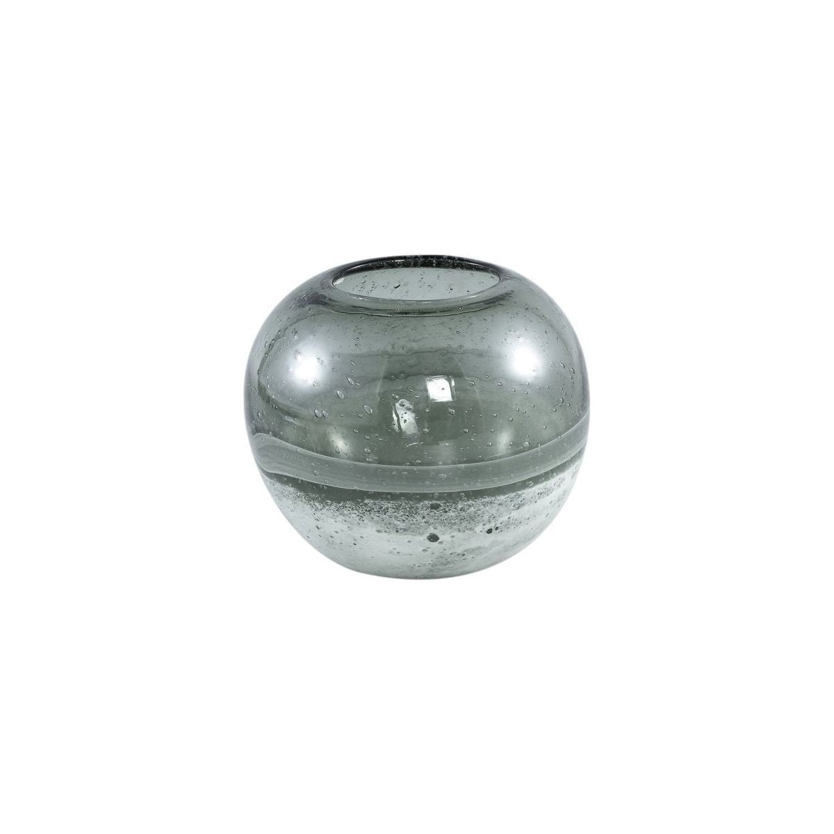 Glasvase - Mist Grey Niedrig (17.5 x 15 cm) von PTMD - Esszett Luxury | Stilvolles Wohnen mit Charakter