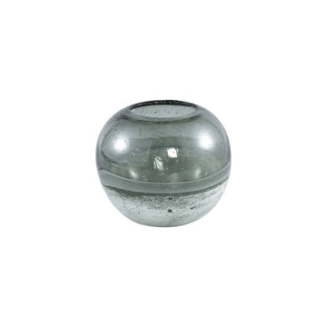 Glasvase - Mist Grey Niedrig (17.5 x 15 cm) von PTMD - Esszett Luxury | Stilvolles Wohnen mit Charakter