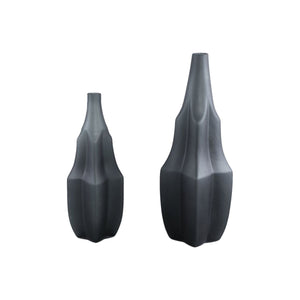Glasvase - Robbin Grey glass vase angualr winged L (Ø 13.5 x 47.5 cm) von PTMD - Esszett Luxury | Stilvolles Wohnen mit Charakter