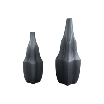 Glasvase - Robbin Grey glass vase angualr winged L (Ø 13.5 x 47.5 cm) von PTMD - Esszett Luxury | Stilvolles Wohnen mit Charakter