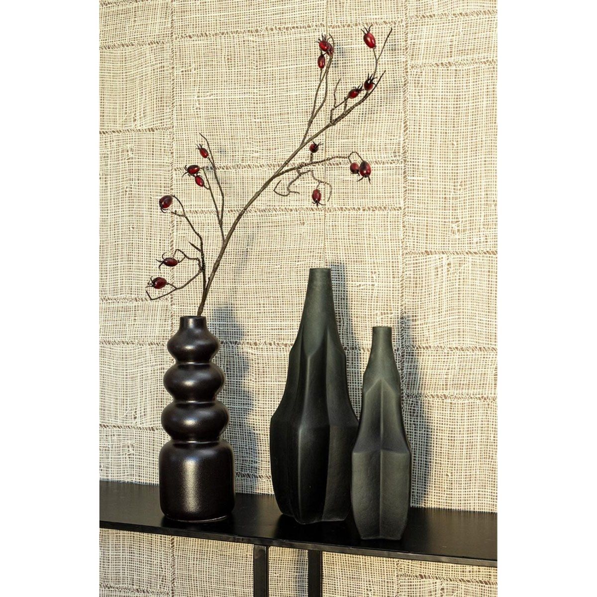 Glasvase - Robbin Grey glass vase angualr winged L (Ø 13.5 x 47.5 cm) von PTMD - Esszett Luxury | Stilvolles Wohnen mit Charakter
