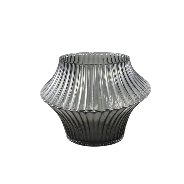 Glasvase - Yulaa Grey 27.0 x 27.0 x 20.5 cm von PTMD - Esszett Luxury | Stilvolles Wohnen mit Charakter