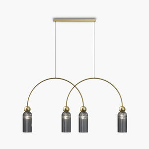 Pendant Light Golden Metal Frame Fluted Glass Shade 4-Light E14 40W – Antic | Maytoni
