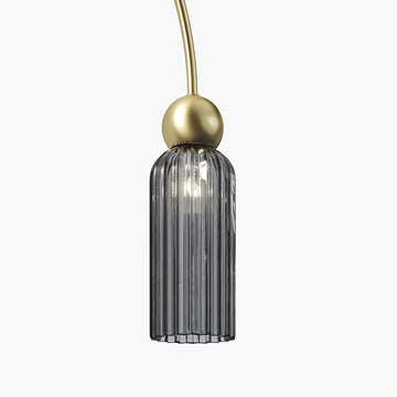 Pendant Light Golden Metal Frame Fluted Glass Shade 4-Light E14 40W – Antic | Maytoni