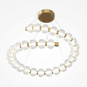 Pendelleuchte Goldfarbener Metallrahmen Gerillte Glaskugeln LED 40 W 3000 K – Amulet | Maytoni - Esszett Luxury | Stilvolles Wohnen mit Charakter
