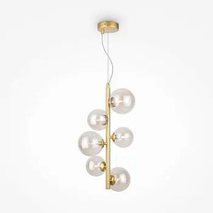 Pendant light with gold-colored metal frame and amber-colored glass in a modern design - Dallas | Maytoni
