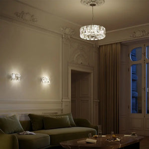 Wall lamp with chrome-colored metal frame and clear glass panels – Puntes | Maytoni