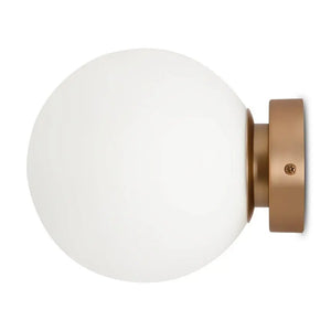 Wall Lamp Matte Gold, Metal Frame, Matte White Glass Sphere Shade – Basic form | Maytoni