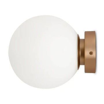 Wall Lamp Matte Gold, Metal Frame, Matte White Glass Sphere Shade – Basic form | Maytoni