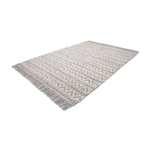 Rug – Hand-Woven Flatweave in Natural Tones with Fringes, Durable Cotton Backing, Easy-Care – Natura 410 | Kayoom