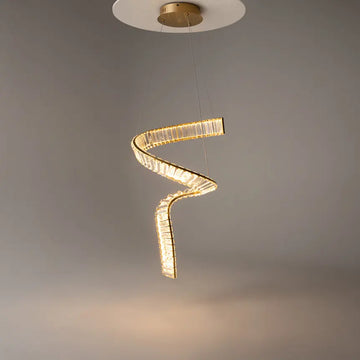 Pendant lamp with brass finish and asymmetrical crystal decoration in a luxurious design – Krone | Maytoni