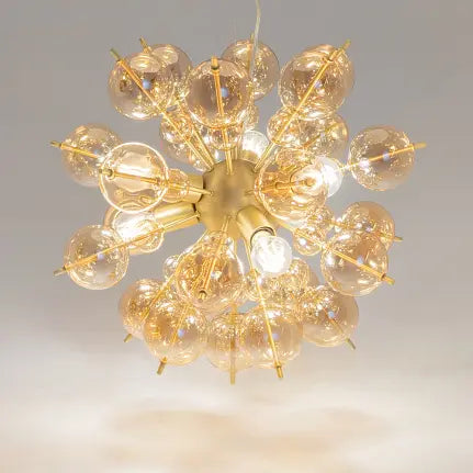 Pendant Lamp Brass-colored Metal Amber Glass Spheres Chandelier Design – Bolla | Maytoni