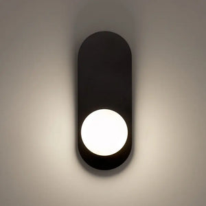 Wall light matt black, oval metal base, white opal glass dome, G9 28 W – Bao | Maytoni