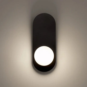 Wall light matt black, oval metal base, white opal glass dome, G9 28 W – Bao | Maytoni