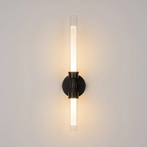 Wall light with black finish and transparent & white glass diffuser – Stelo | Maytoni