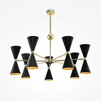 Vesper | Maytoni Pendant light with adjustable rotating arms and black and gold finish in a modern design