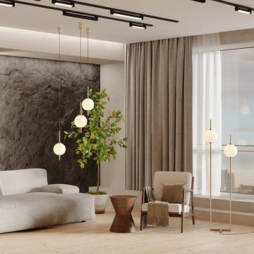 Floor lamp made of metal & glass spheres with fixture – The Sixth Sense | Maytoni