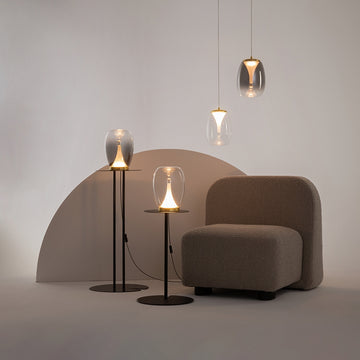 Table Lamp Double Shade Clear Glass & Frosted Gold Frame – Splash | Maytoni