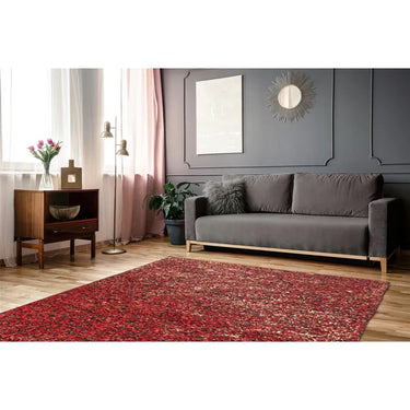 Teppich – Patchwork Muster, Leder Oberfläche, Rot Gold Optik, 80 x 150 cm - Finish 125 | Kayoom