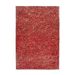 Teppich – Patchwork Muster, Leder Oberfläche, Rot Gold Optik, 200 x 290 cm - Finish 125 | Kayoom