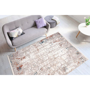 Teppich Kurzflor Vintage-Design Baumwollrücken Polypropylen/Polyester-Mix – Akropolis 125 | Kayoom