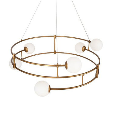 Pendelleuchte Matt Goldfarbener Metallrahmen 6 Glasschirme 6×G9 40 W – Balance | Maytoni - Esszett Luxury | Stilvolles Wohnen mit Charakter