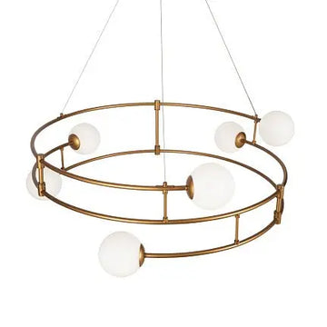 Pendant Lamp Matte Gold Metal Frame 6 Glass Shades 6×G9 40W – Balance | Maytoni
