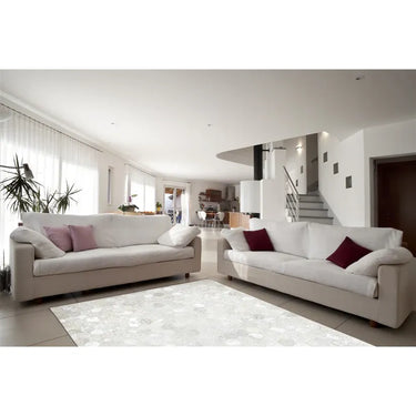 Lederteppich – Echtes Leder, Silberne Applikationen, Wabenmuster Design, 80 x 150 cm - Spark 210 | Kayoom