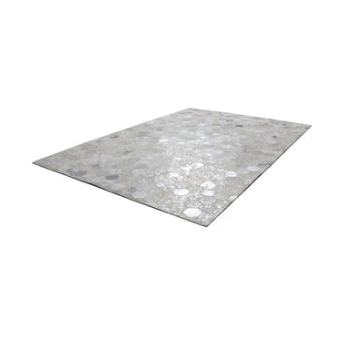 Lederteppich – Echtes Leder, Silberne Applikationen, Wabenmuster Design, 80 x 150 cm - Spark 210 | Kayoom