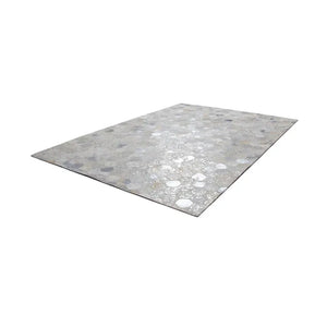 Lederteppich – Echtes Leder, Silberne Applikationen, Wabenmuster Design, 80 x 150 cm - Spark 210 | Kayoom