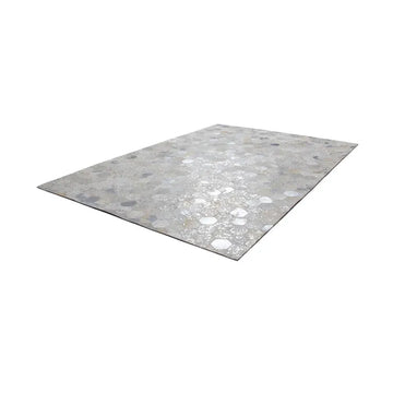 Lederteppich – Echtes Leder, Silberne Applikationen, Wabenmuster Design, 120 x 170 cm - Spark 210 | Kayoom