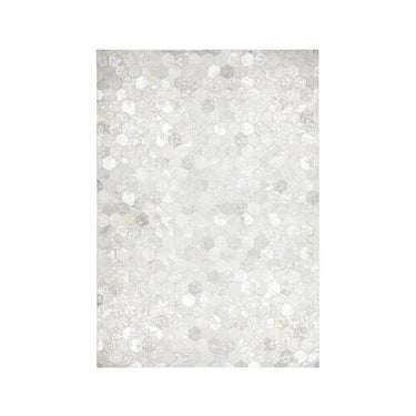 Lederteppich – Echtes Leder, Silberne Applikationen, Wabenmuster Design, 120 x 170 cm - Spark 210 | Kayoom