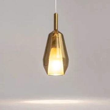Pendant lamp Mirrored Gold Geometric Glass Shade, Opal Glass Inner Shade & Black Metal Base – Duality | Maytoni