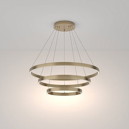 Pendelleuchte mit Messing - Finish, 800 mm Durchmesser, integrierter LED 115 W, 6100 lm, 4000 K, höhenverstellbar – Rim | Maytoni - Esszett Luxury | Stilvolles Wohnen mit Charakter
