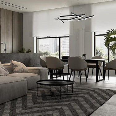 Pendelleuchte mit schwarzem geometrischem Metallrahmen, integrierter 79 W - LED und Opal - /Acryl - Diffusor – Line | Maytoni - Esszett Luxury | Stilvolles Wohnen mit Charakter