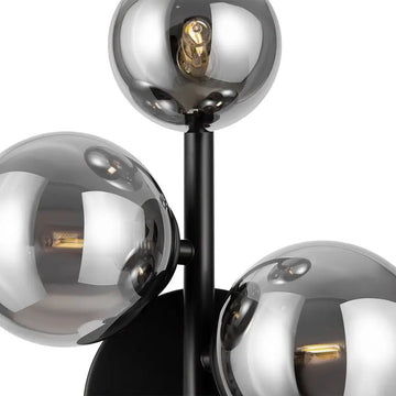 Wall light with matte black finish and smoke-chrome glass spheres – Dallas | Maytoni