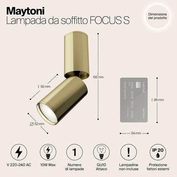 Deckenleuchte Messing‑Finish GU10‑Sockel – Focus S | Maytoni - Esszett Luxury | Stilvolles Wohnen mit Charakter