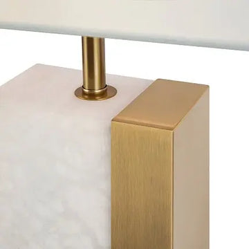 Table Lamp Rectangular Alabaster Ceramic Base Brass Finish & Fabric Shade – Bianco | Maytoni
