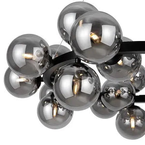 Pendant lamp with black metal frame and smoke-colored glass spheres in a modern design - Dallas | Maytoni