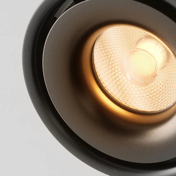Black aluminum ceiling light with integrated LED and warm white light – Yin | Maytoni