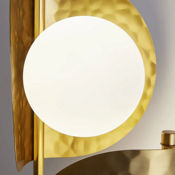 Brass-Colored Metal Wall Lamp with Tropical Leaf Motif and Two White Glass Domes - Tropic | Maytoni