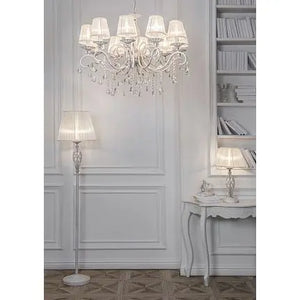 Table Lamp White-Gold Metal Base Pleated Organza Shade & Crystal Details – Grace | Maytoni