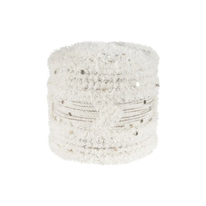 Pouf – Wollbezug, Fransenbesatz, Boho-Design, 35 x 35 cm - Bohist 425 | Kayoom