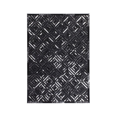 Carpet with Metallic Applications & Geometric Diamond Pattern in Genuine Leather – Spark 410 | Kayoom