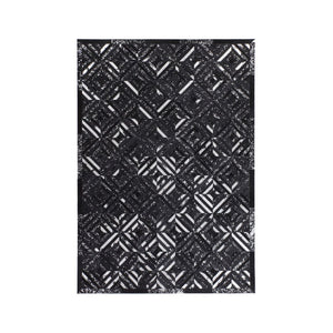 Lederteppich – Echtes Leder, Silberne Applikationen, Diamant Muster, 160 x 230 cm - Spark 410 | Kayoom