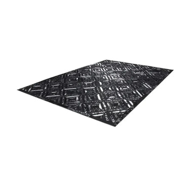Lederteppich – Echtes Leder, Silberne Applikationen, Diamant Muster, 80 x 150 cm - Spark 410 | Kayoom