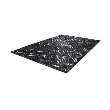 Lederteppich – Echtes Leder, Silberne Applikationen, Diamant Muster, 120 x 170 cm - Spark 410 | Kayoom